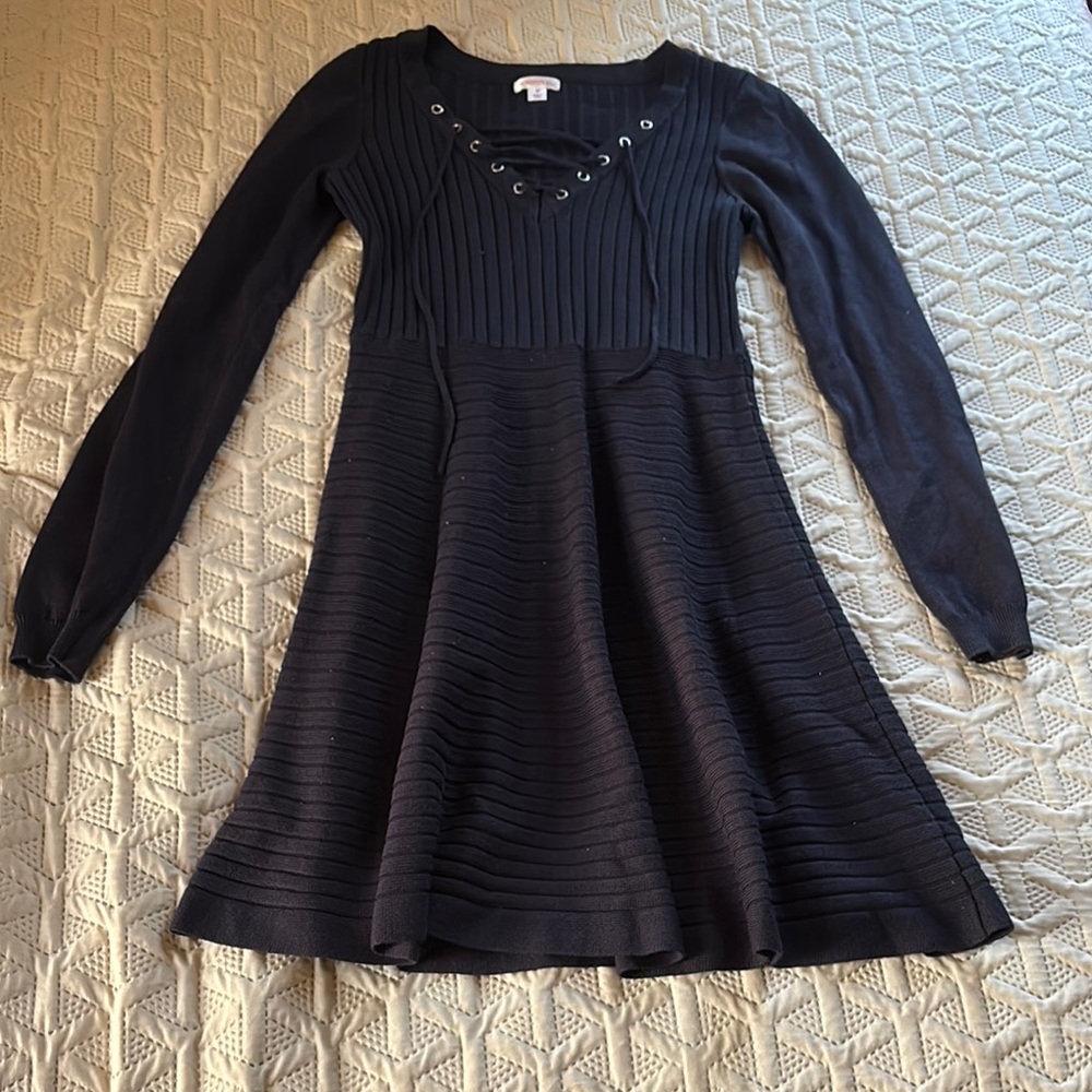 Xhilaration Blue Embellished Ribbed Fit and Flare Dress